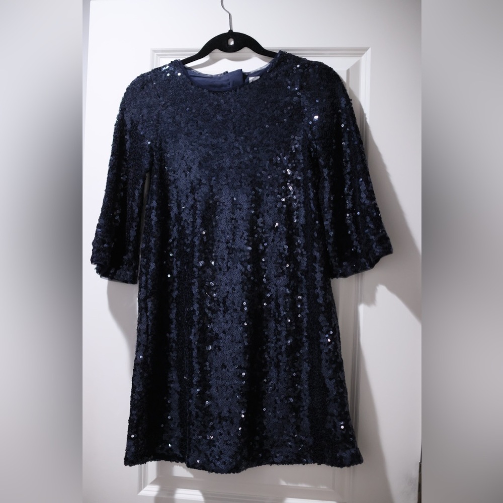 Elegant Navy Sequin Dress gap kids xl 12 14 EUC